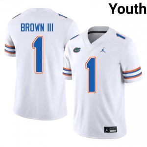 Gators Vernell Brown III #1 White Jersey | Genuine Stitch NCAA Football Youth Apparel 77022499